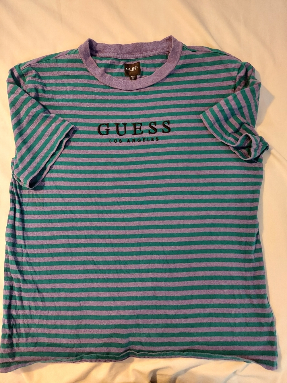 GUESS Originals Robertson Striped Tee - Purple & Teal - Picture 9 of 9